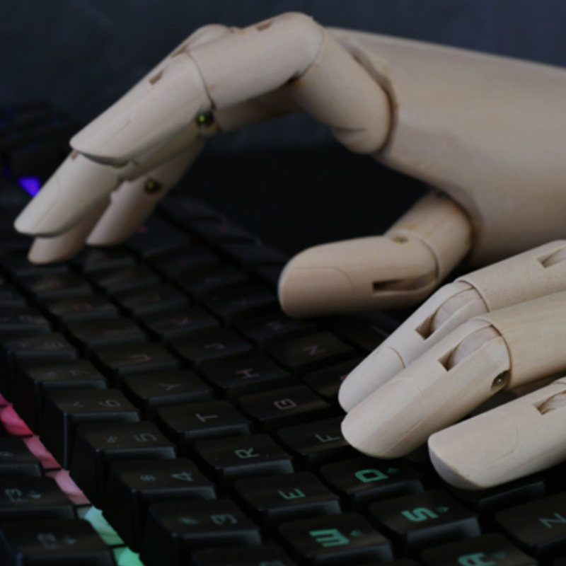 Robot typing teaser image