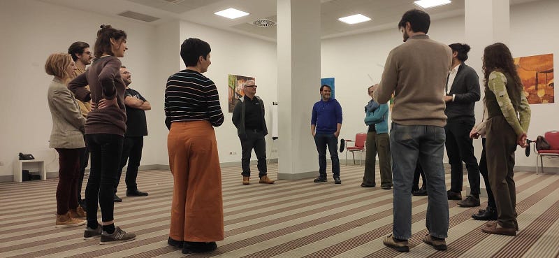 Improvisation theatre activity with Renato Prezioso. CREDITS: Corinne Portioli
