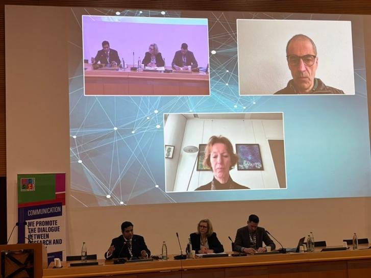 Mostafa M. Shawraw, Lucy Swan, Renauld Jolivet, Manuel Heitor, and Maria Leptin on “FP10 & Beyond”. Photo: S. Cveček
