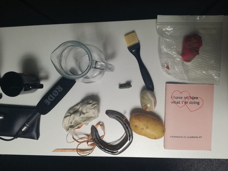 The photo “Object gallery” is an expressions of emotions and feelings from Nicole’s research into ableism in academia.