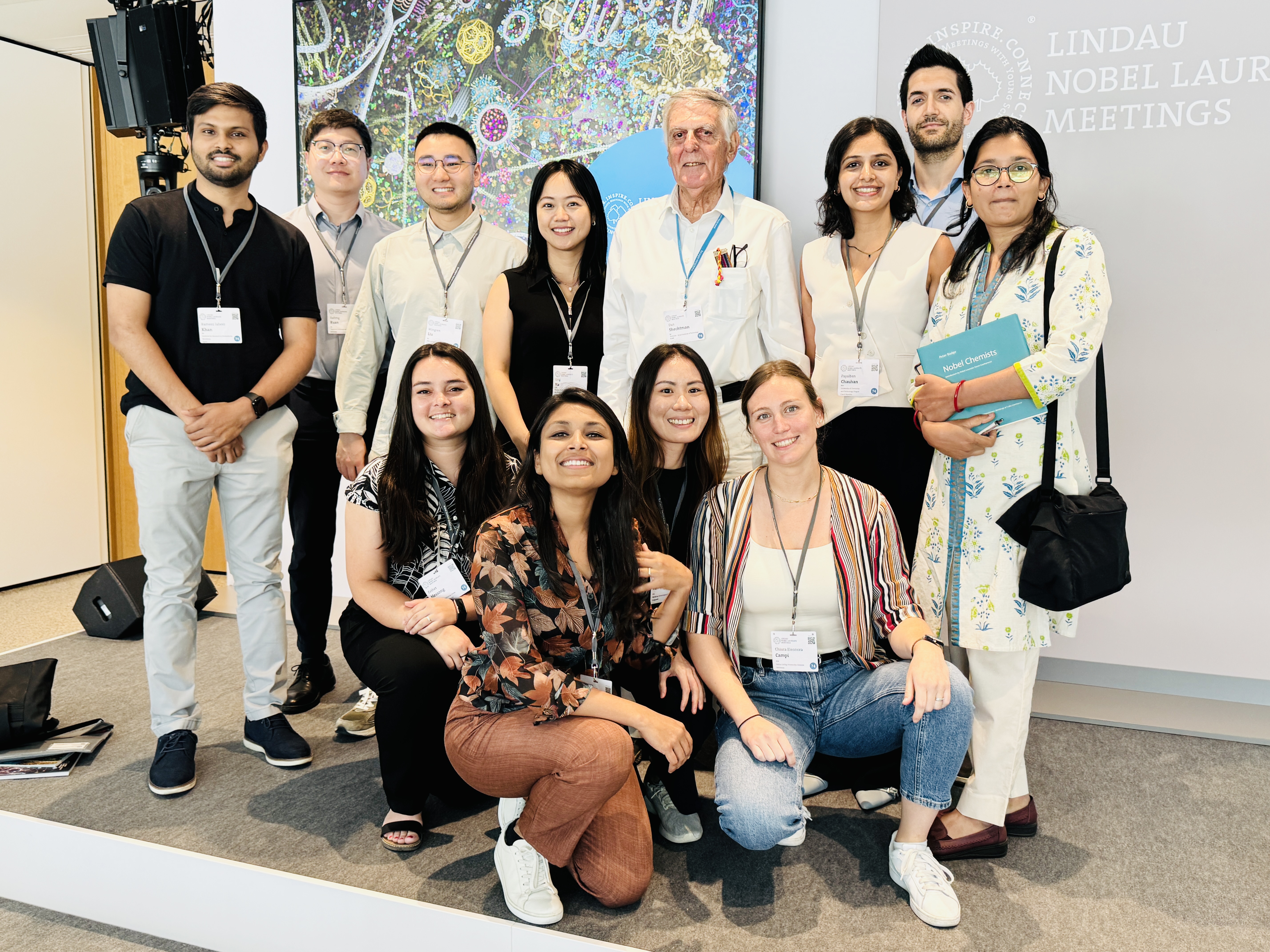 Selected young scientists with Dan Shechtman, Nobel Laureate in Chemistry, at the Lindau Nobel Laureate Meeting in Chemistry 2025.