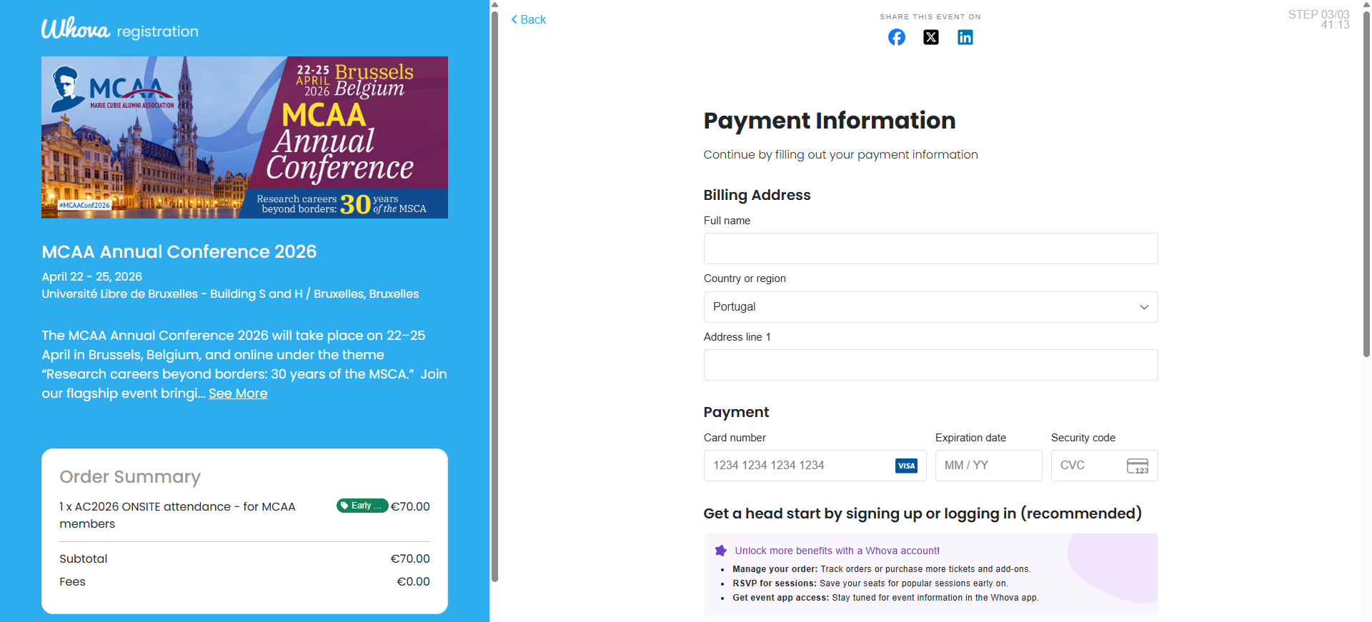 Overview of the payment details section