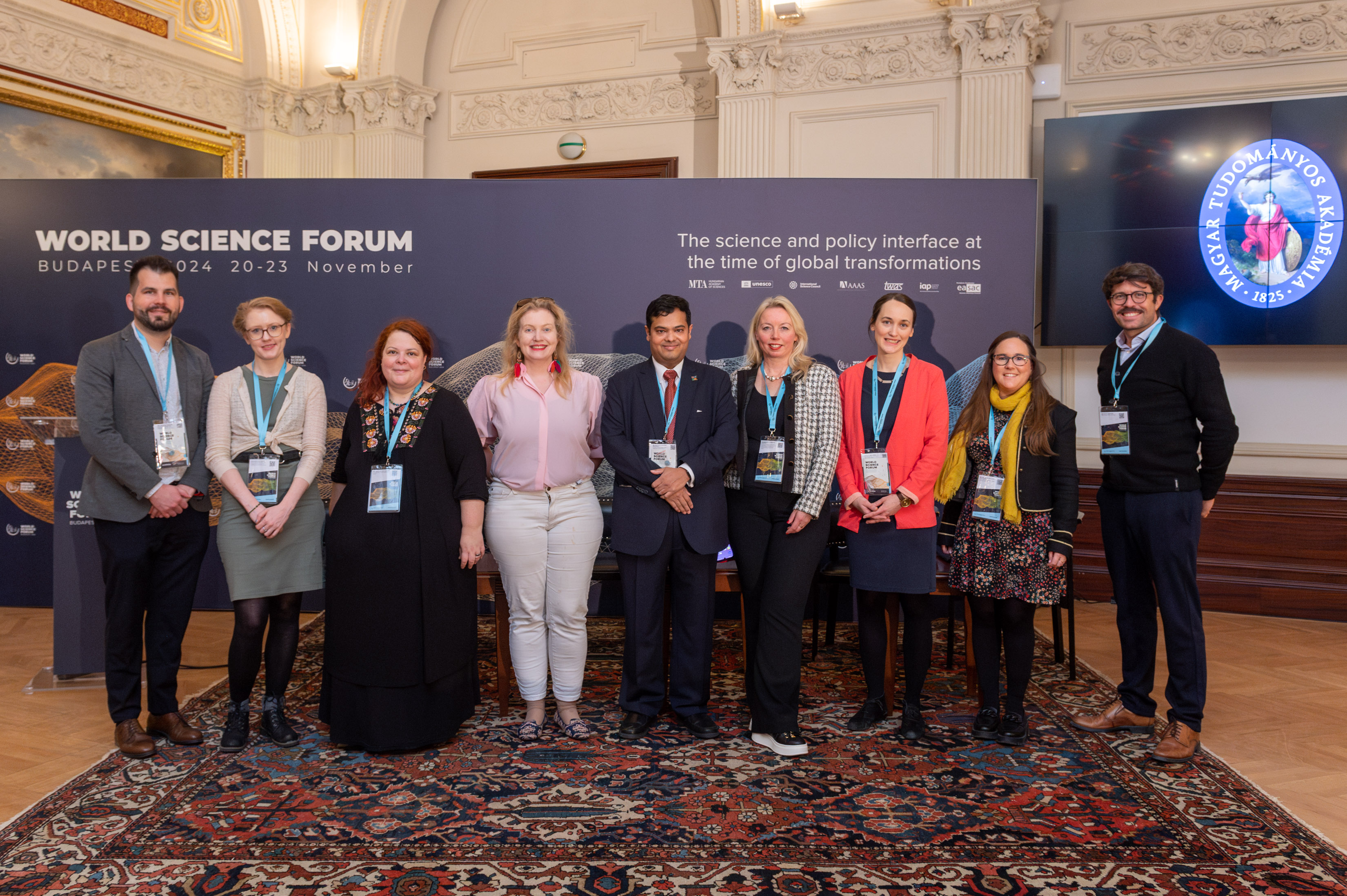 Speakers of the World Science Forum 2024 side event titled "panel discussion titled “Engaging Researchers and Researcher Associations in Science Advice, Diplomacy and Science for Peace”