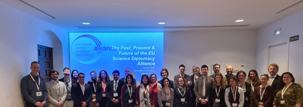 The participants at the EU Science Diplomacy Alliance meeting, held as a satellite event of the MCAA AC 2023