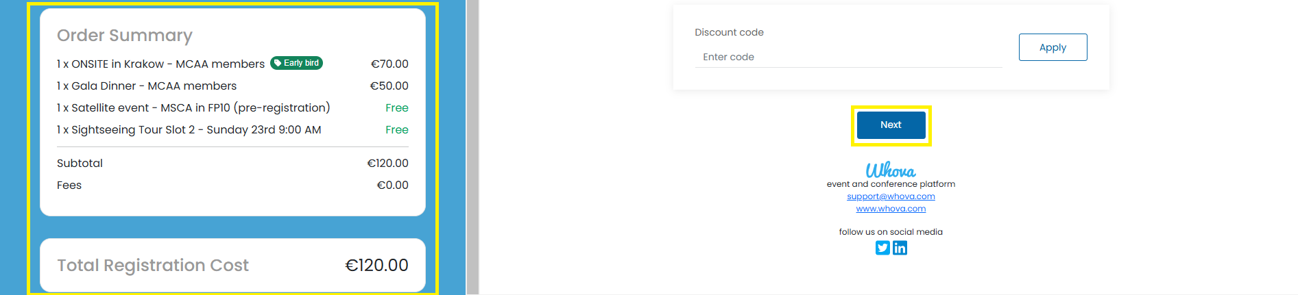 Screen capture of the order summary preview