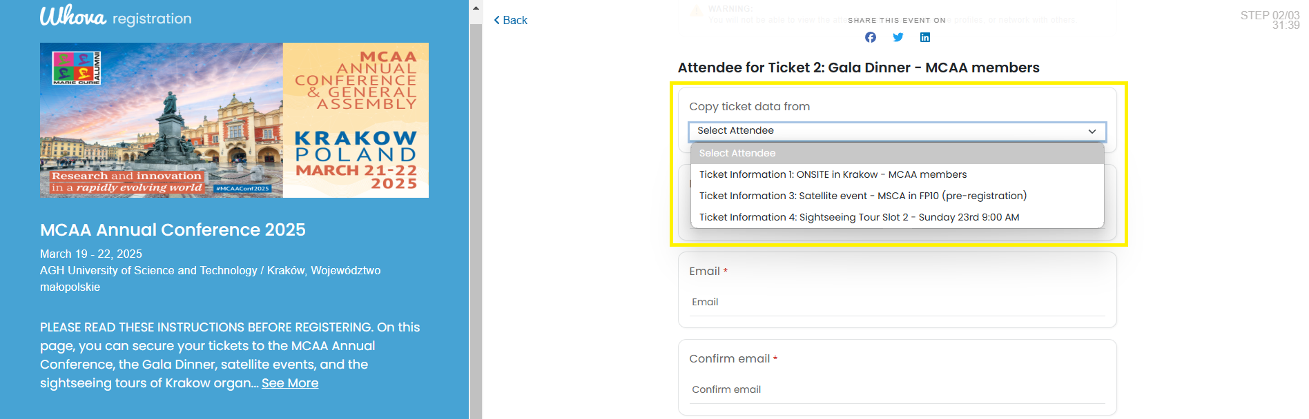 Screen capture of how to automatically fill in the information for other tickets