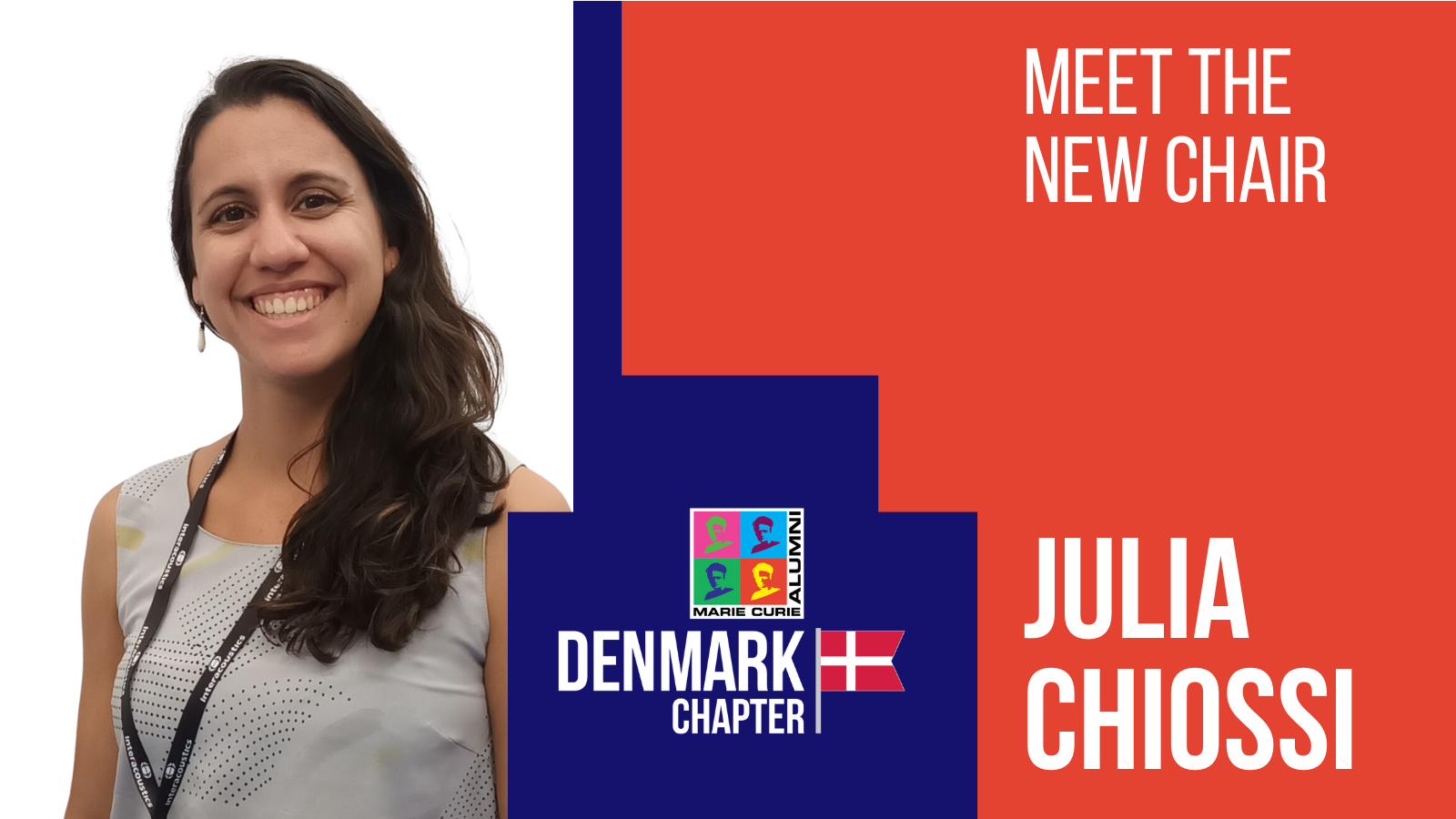 Julia Chiossi's picture and the logo of the Denmark Chapter