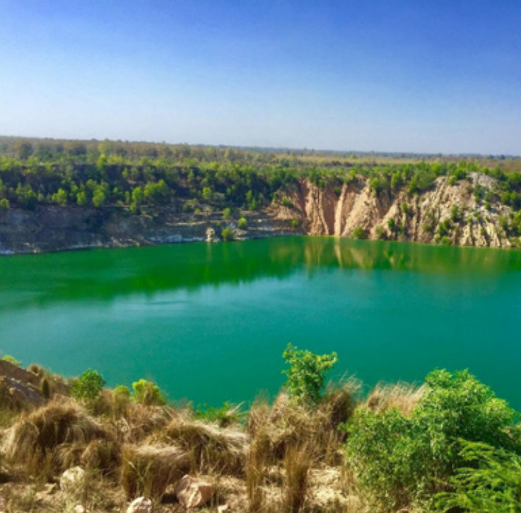 Mine water in a quarry of an Indian coalfield.