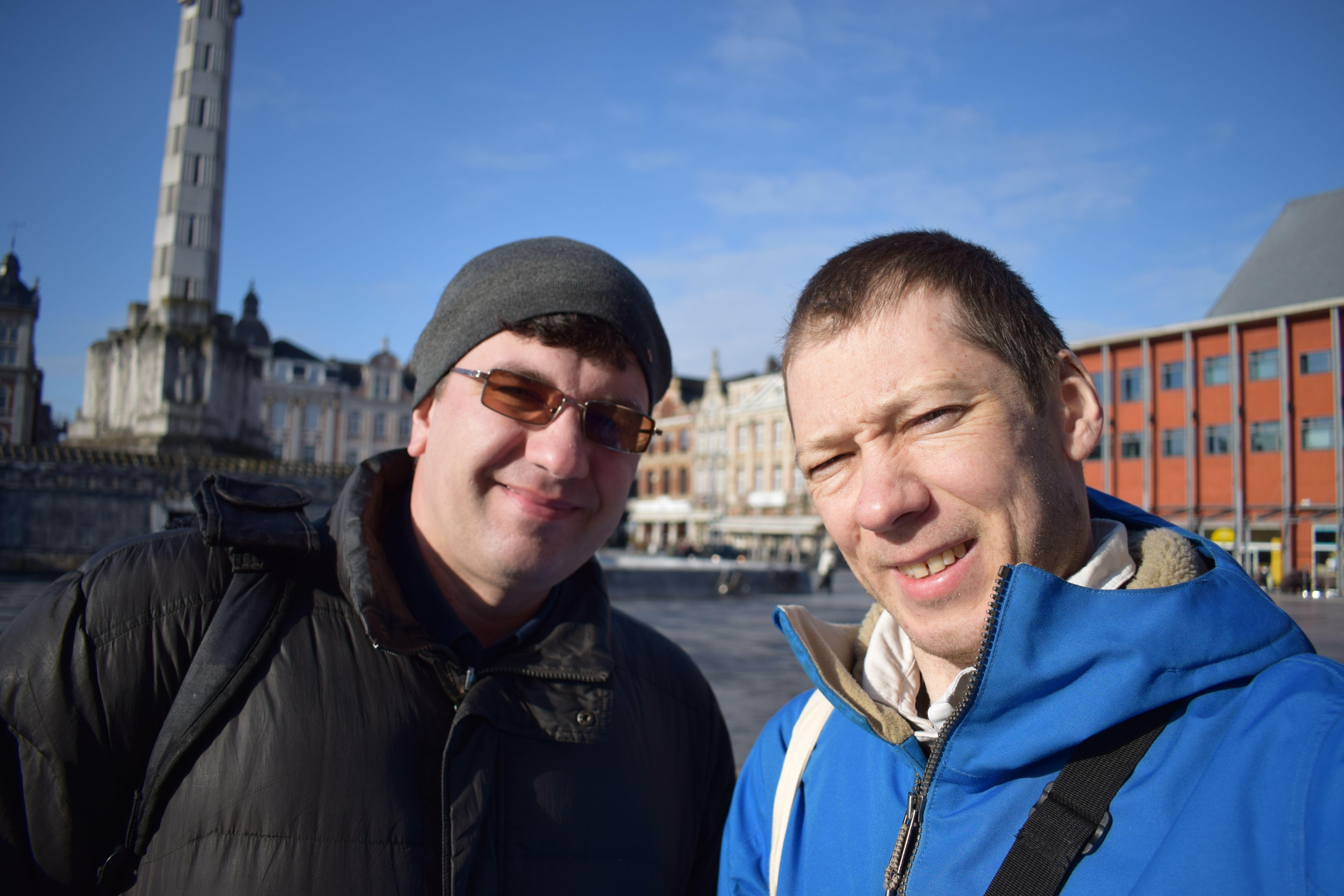 Boria Voronin and Nikolai Bobylev at the station of Leuven