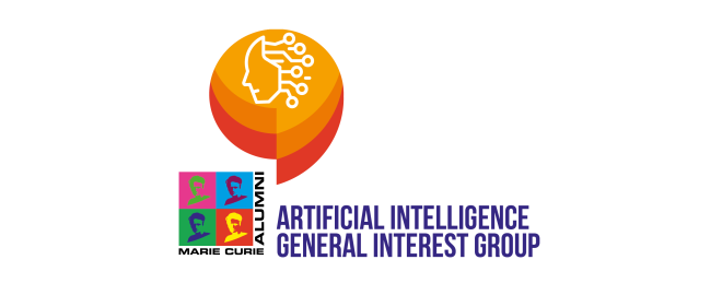 The MCAA logo with the mention "Artificial Intelligence General Interest Group" and an orange logo of an artificial brain.