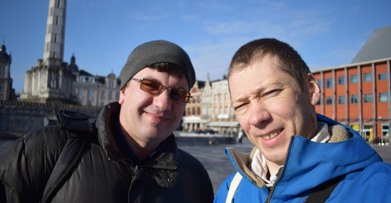 Boria Voronin and Nikolai Bobylev at the station of Leuven