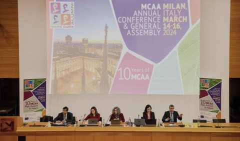 Discussion on Researcher Career during the MCAA Annual Conference 2024 Milan. Speakers from the SECURE project partners
