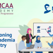 Banner promoting the MCAA Academy Mentoring Programme “Transitioning from academia to industry.”