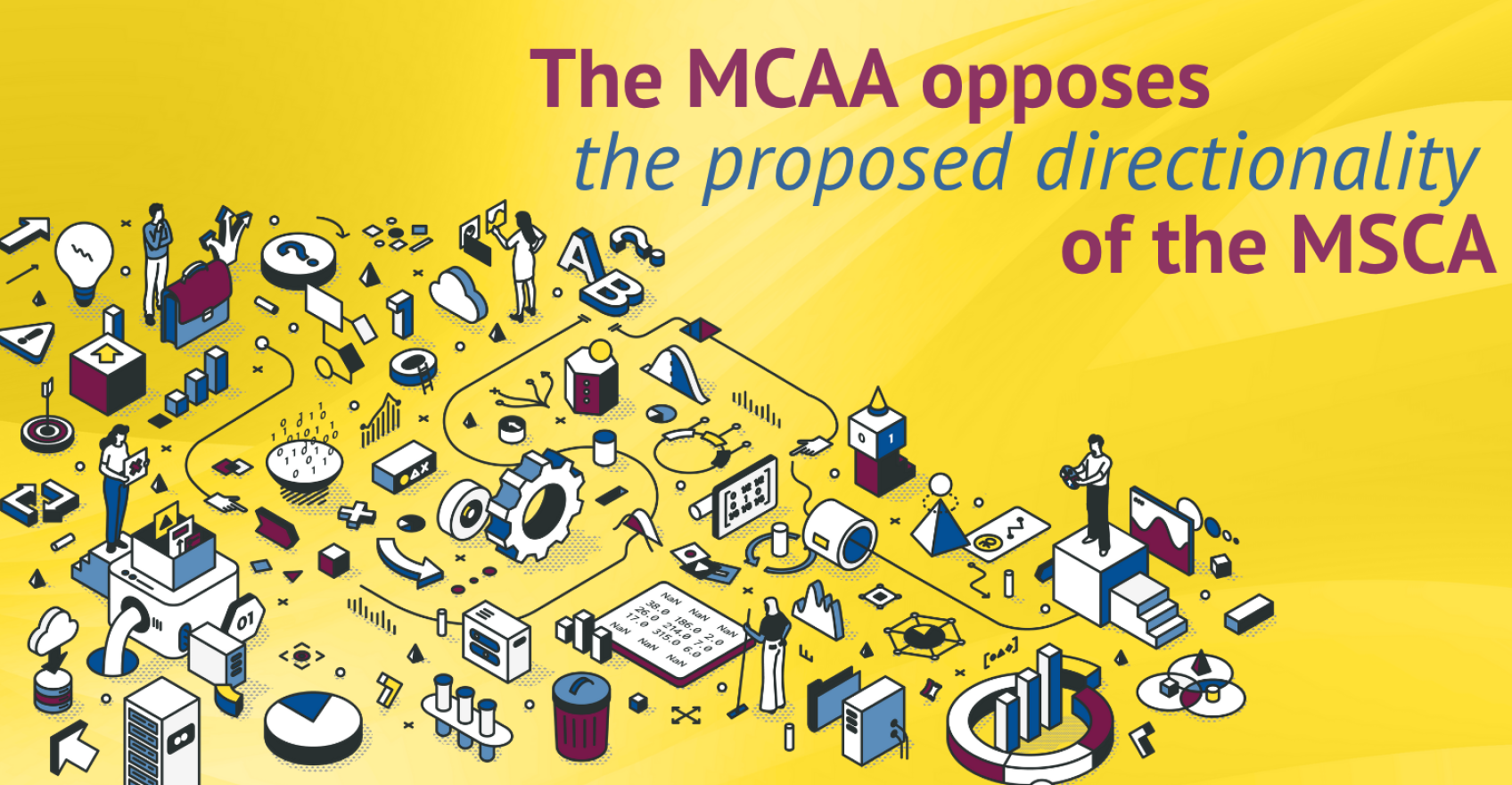 Banner with an illustration and the text "The MCAA opposes the proposed directionality of the MSCA"